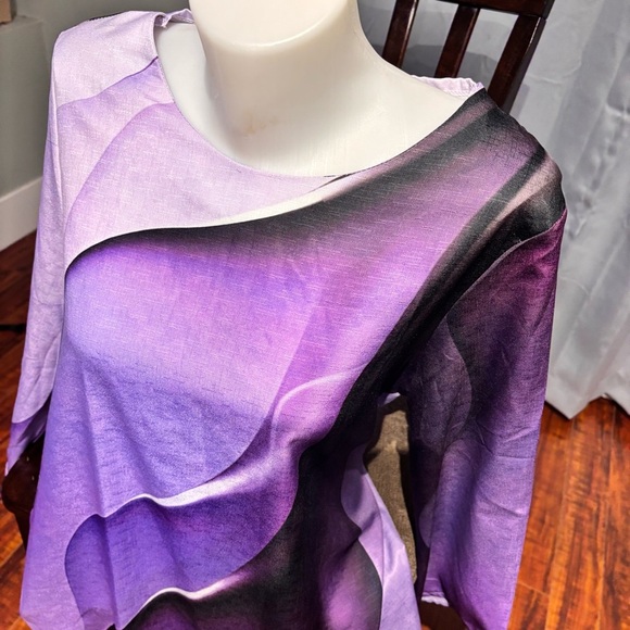 Purple and Black Asymmetrical Top - Picture 5 of 6